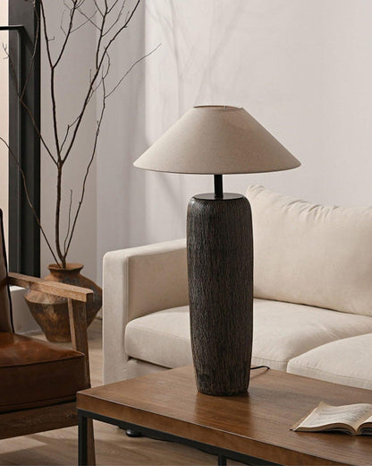 Weathered Wood Grain Floor Lamp with LED Light Fixture
