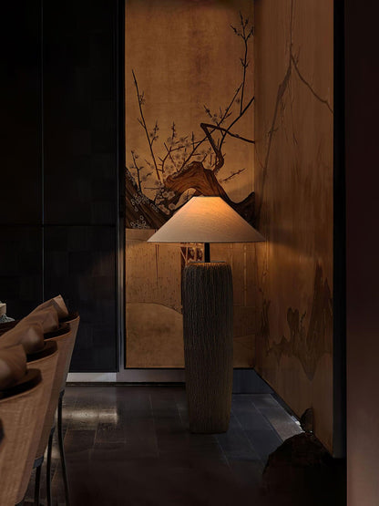 Weathered Wood Grain Floor Lamp with LED Light Fixture