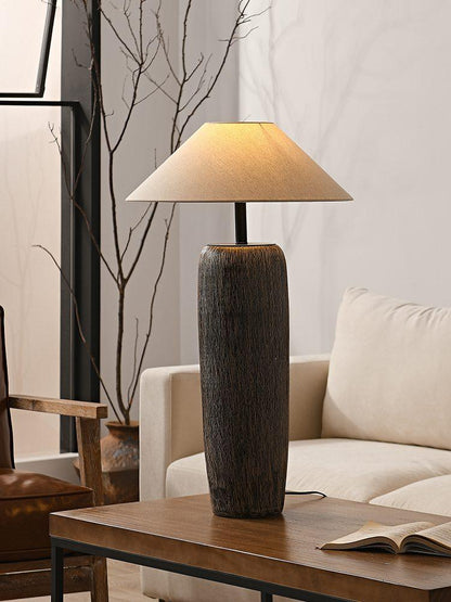 Weathered Wood Grain Floor Lamp with LED Light Fixture
