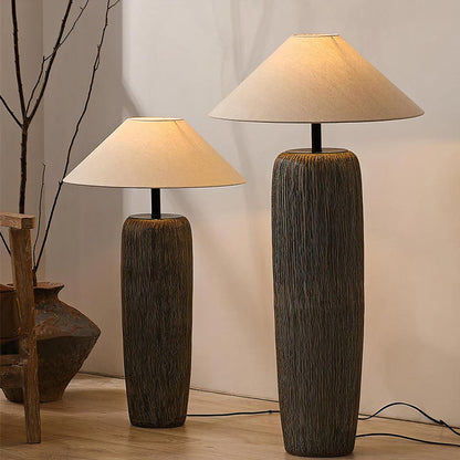 Weathered Wood Grain Floor Lamp with LED Light Fixture