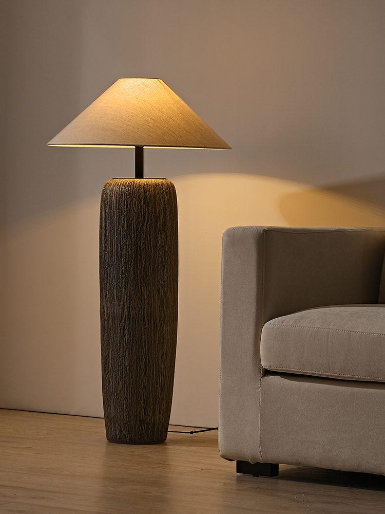 Weathered Wood Grain Floor Lamp with LED Light Fixture