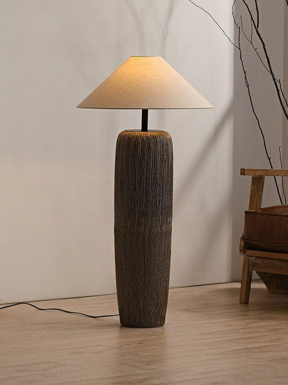 Weathered Wood Grain Floor Lamp with LED Light Fixture