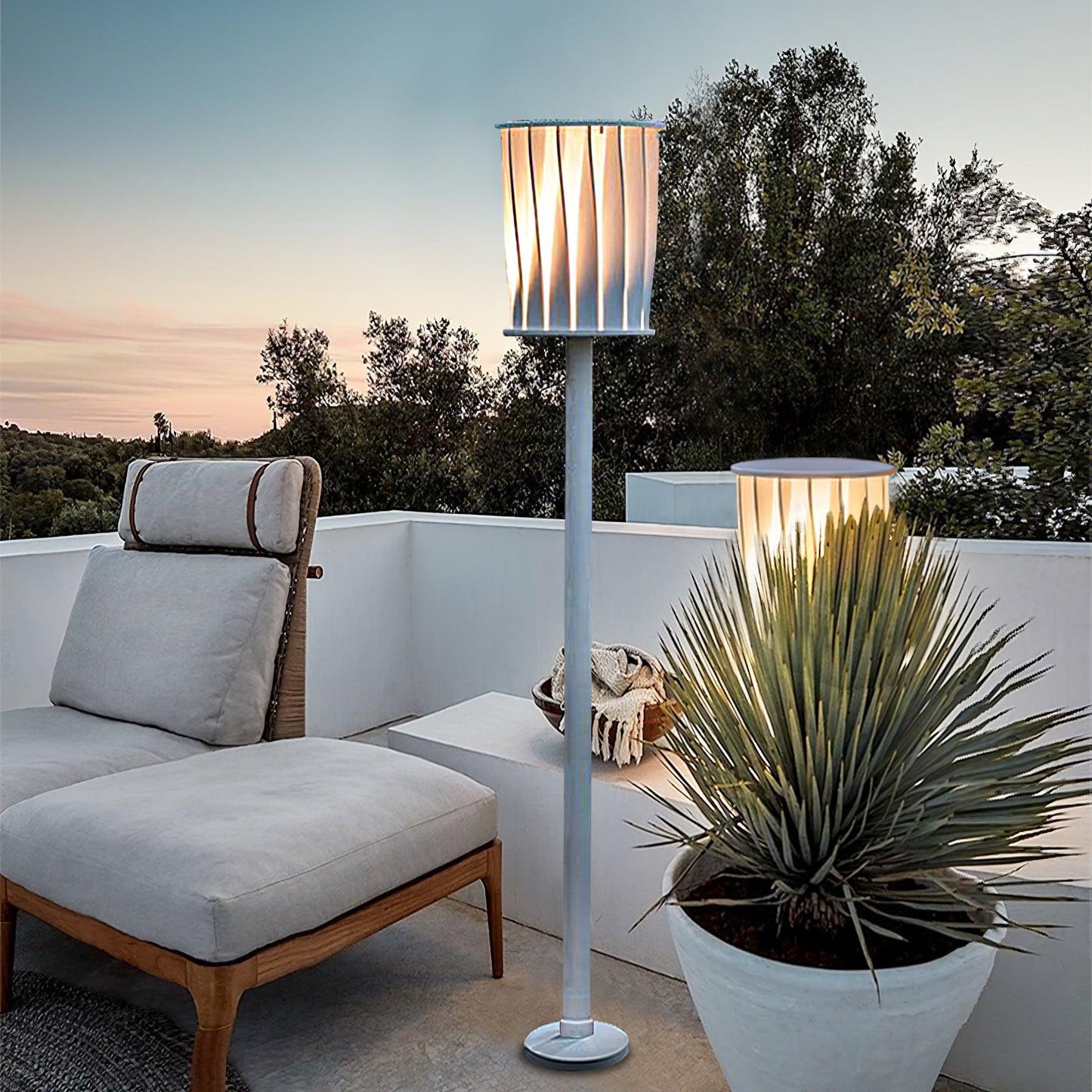 White Column Outdoor Light LED Waterproof Garden Lantern