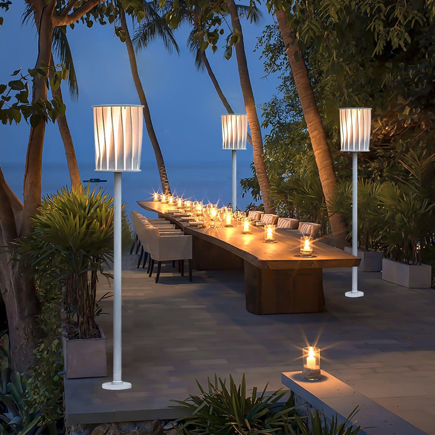 White Column Outdoor Light LED Waterproof Garden Lantern