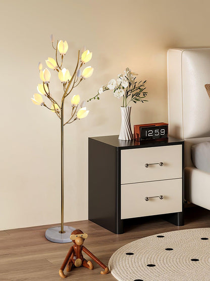 Porcelain Magnolia Floor Lamp - Ceramic LED Light, 175cm