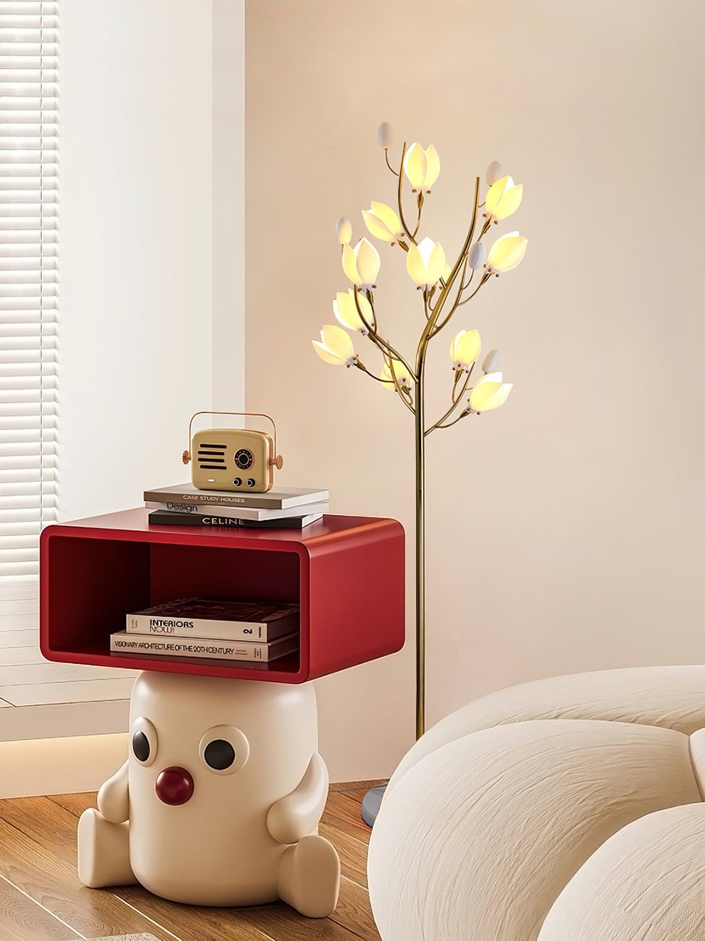 Porcelain Magnolia Floor Lamp - Ceramic LED Light, 175cm
