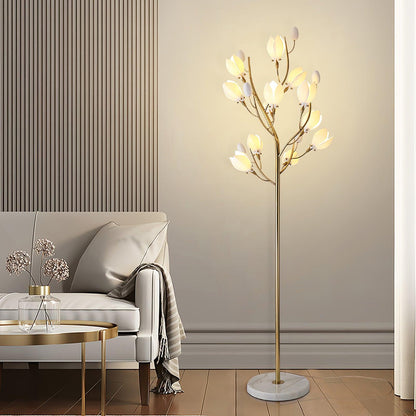 Porcelain Magnolia Floor Lamp - Ceramic LED Light, 175cm