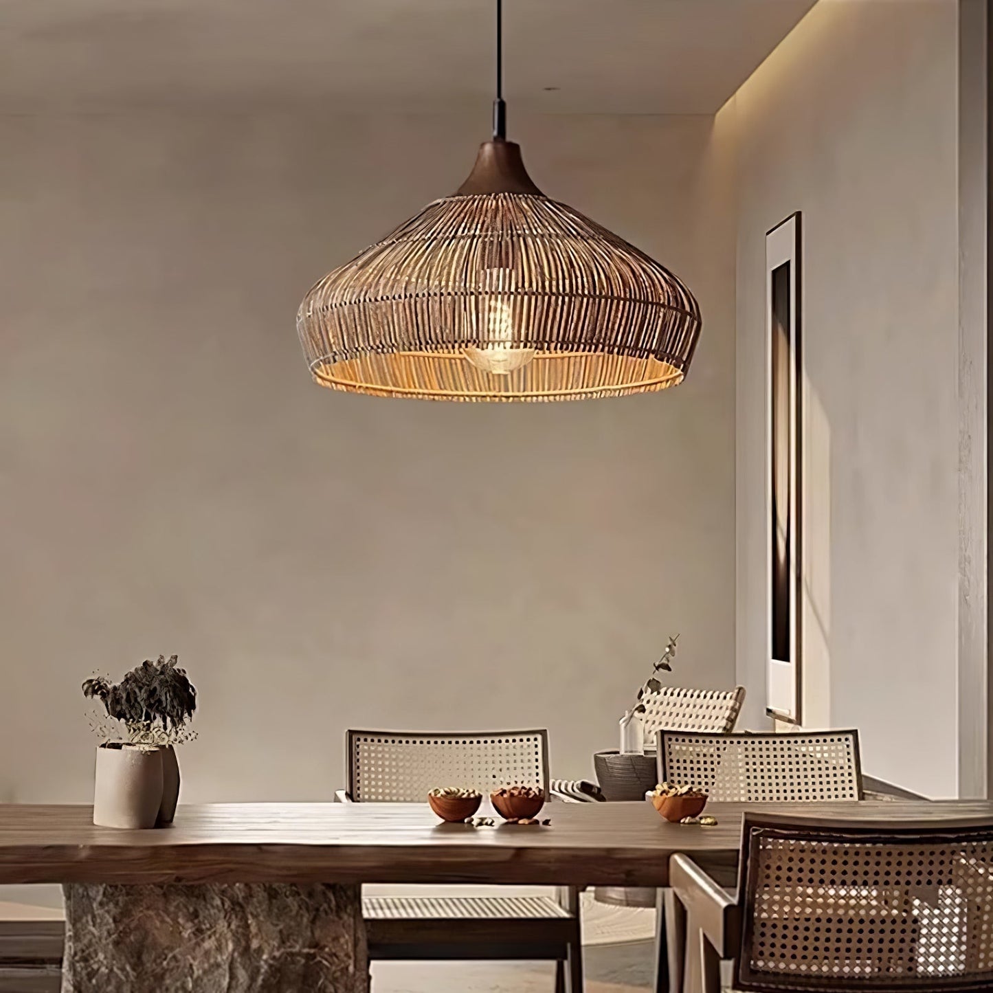 Wicker Rattan Luxury Pendant Light - Modern LED Ceiling Fixture