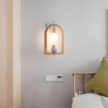 Wood Bird Resin Wall Light - LED Indoor Decor Lamp Set