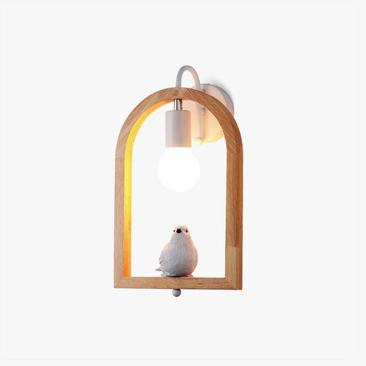 Wood Bird Resin Wall Light - LED Indoor Decor Lamp Set