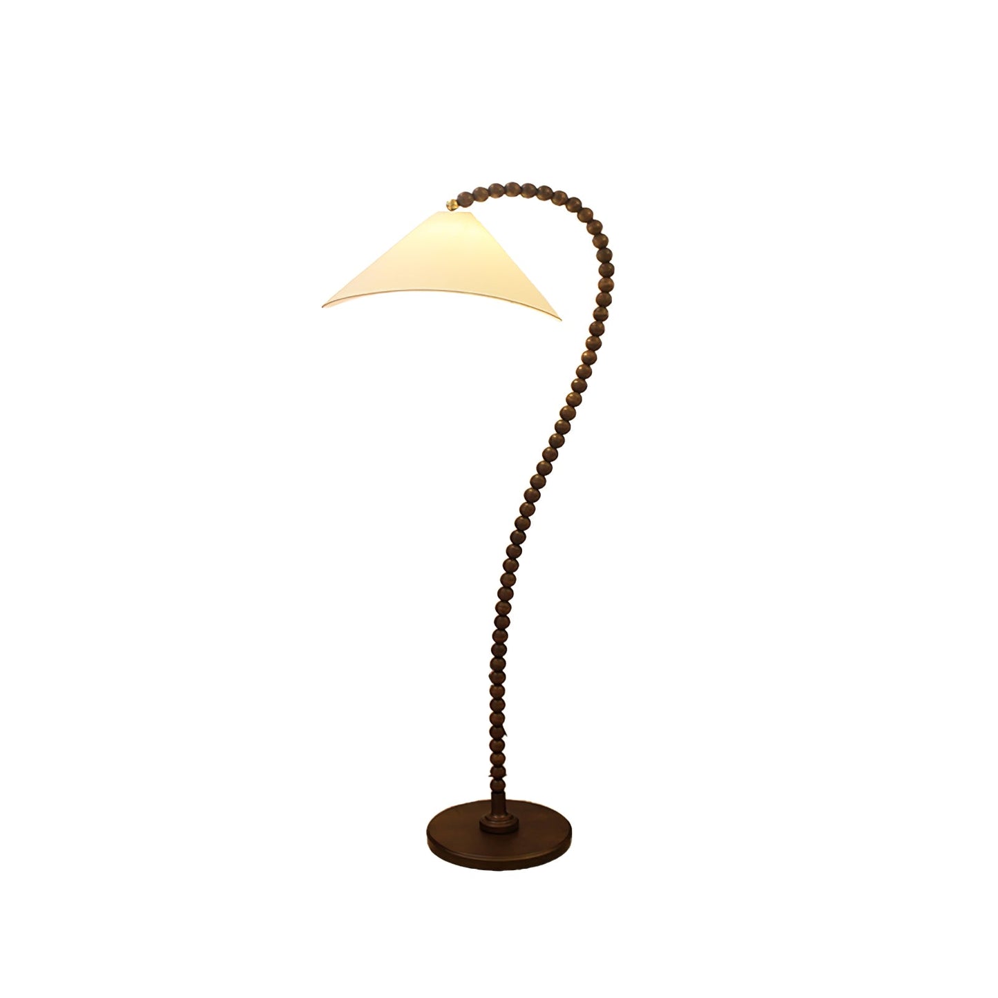 Wooden Bead Floor Lamp with LED Shade for Indoor Use