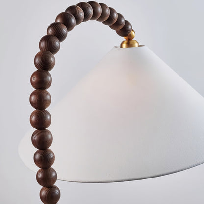 Wooden Bead Floor Lamp with LED Shade for Indoor Use