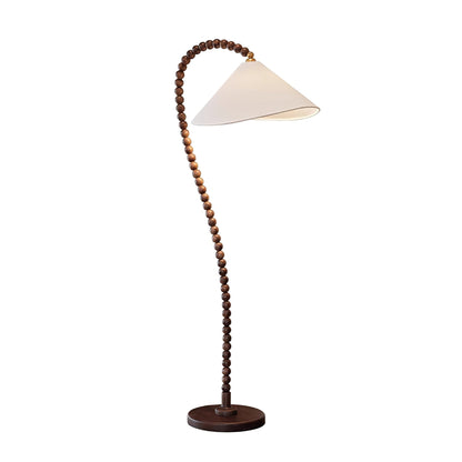 Wooden Bead Floor Lamp with LED Shade for Indoor Use