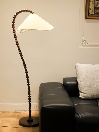 Wooden Bead Floor Lamp with LED Shade for Indoor Use