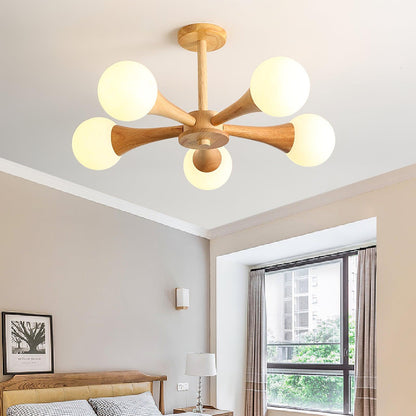 Nera Wooden Chandelier LED Light for Elegant Home Décor