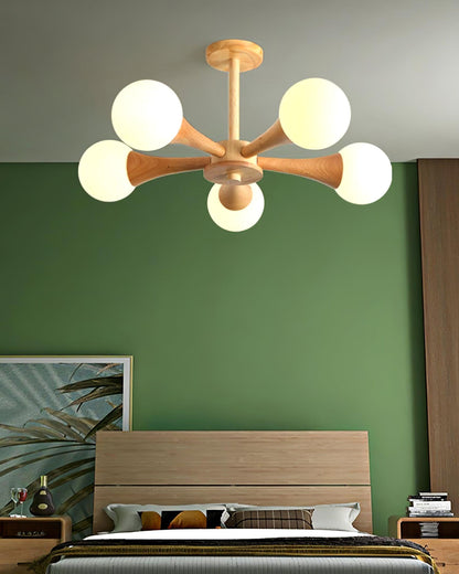 Nera Wooden Chandelier LED Light for Elegant Home Décor