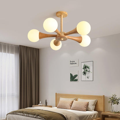Nera Wooden Chandelier LED Light for Elegant Home Décor