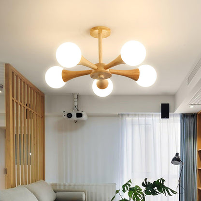 Nera Wooden Chandelier LED Light for Elegant Home Décor