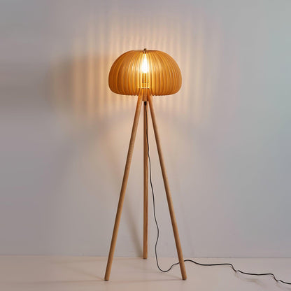 Wooden Pumpkin Floor Lamp with LED Light Indoor Decor