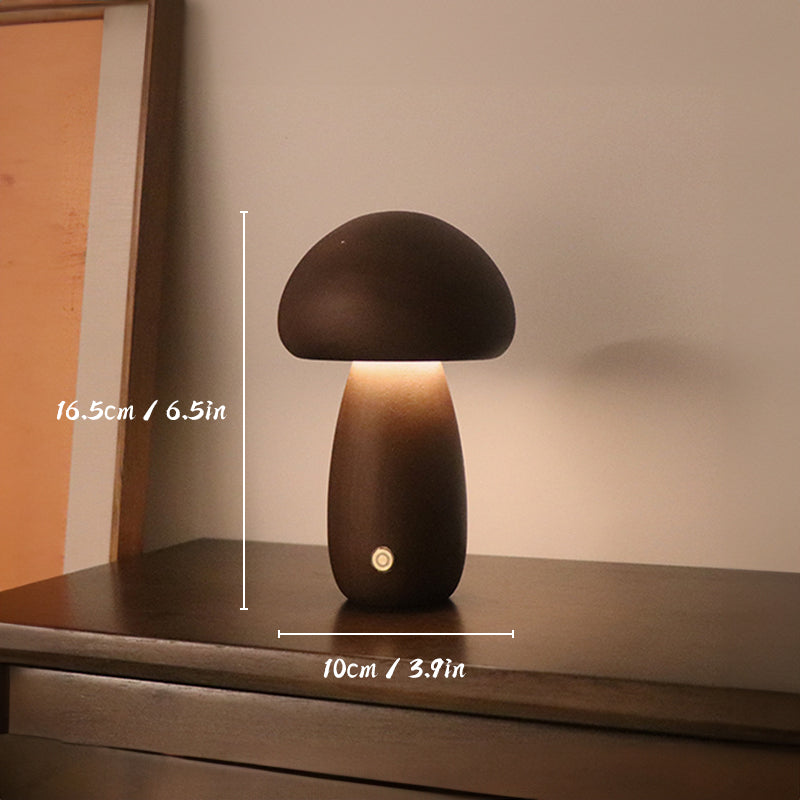 Frendorf Wooden Mushroom Table Lamp LED Rechargeable