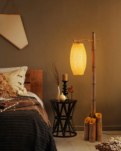 Zen Bamboo Tube Floor Lamp - LED Indoor Lighting Decor