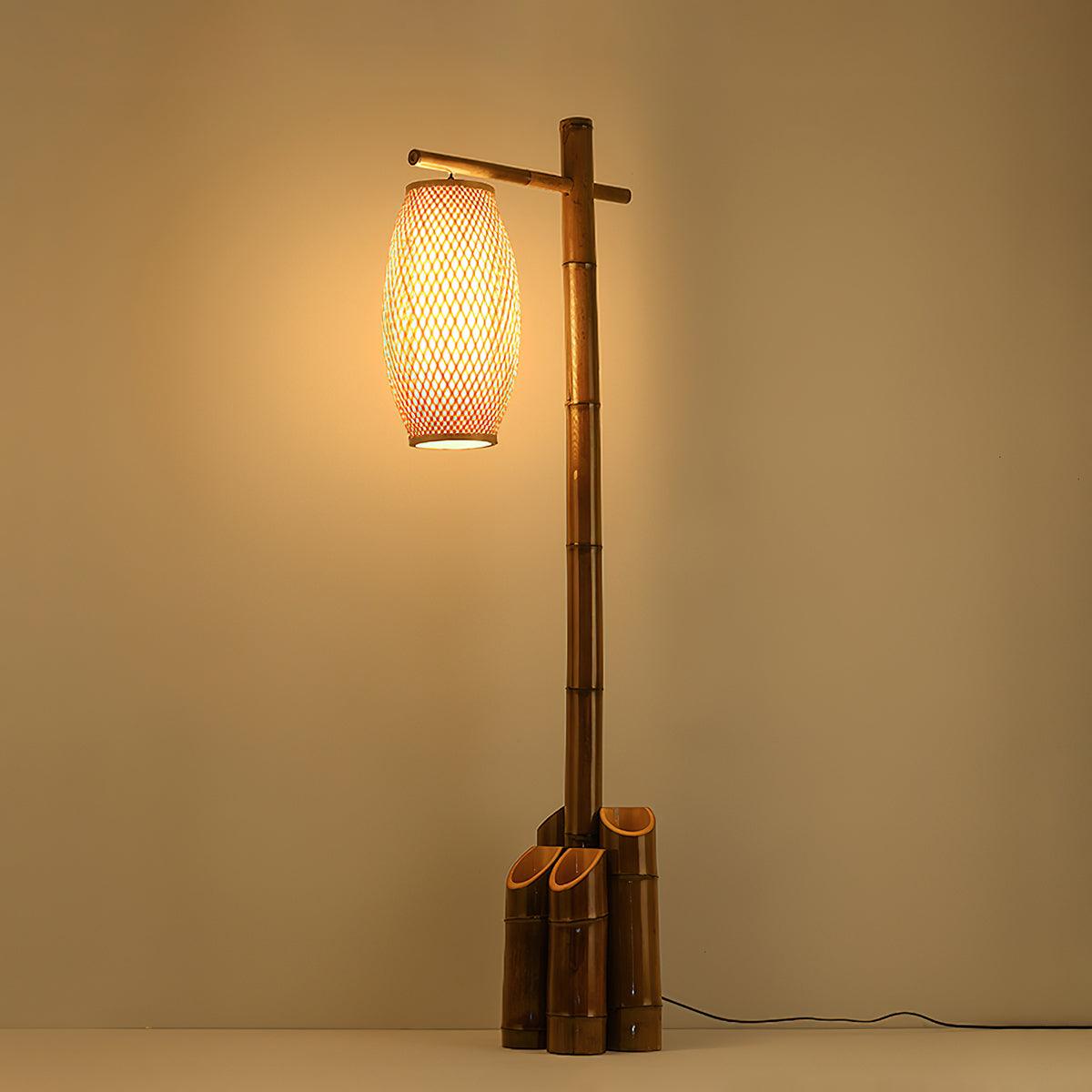Zen Bamboo Tube Floor Lamp - LED Indoor Lighting Decor