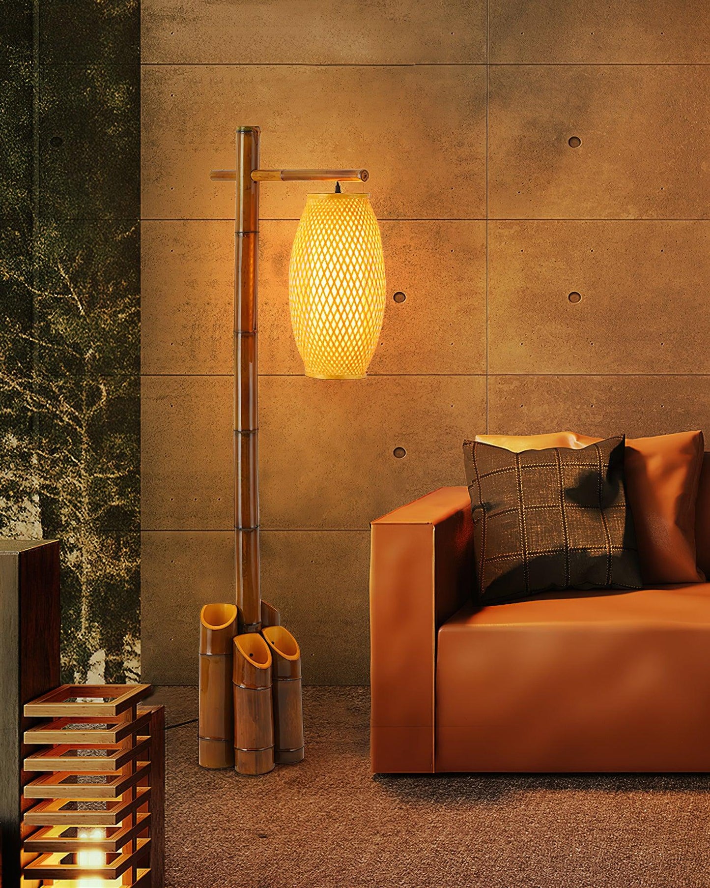 Zen Bamboo Tube Floor Lamp - LED Indoor Lighting Decor