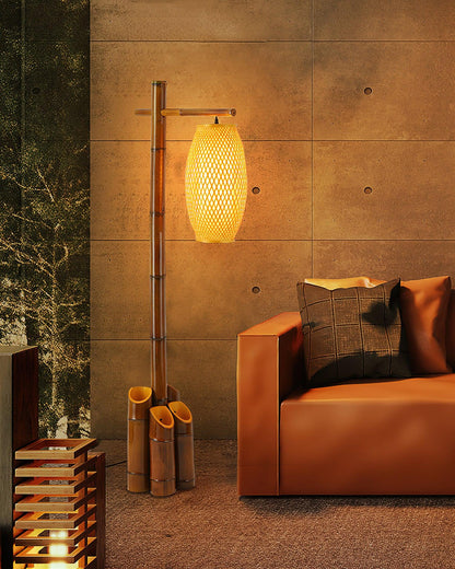 Zen Bamboo Tube Floor Lamp - LED Indoor Lighting Decor