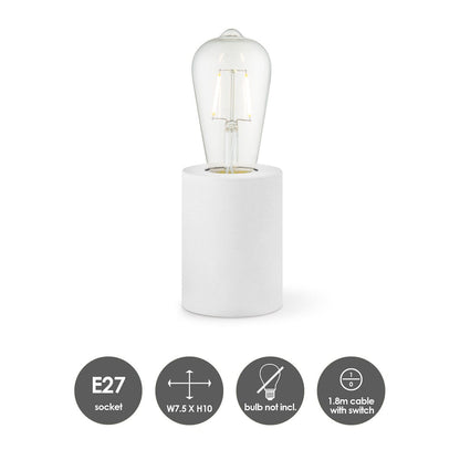 LumiCraft - Industrial White Table Lamp with E27 LED