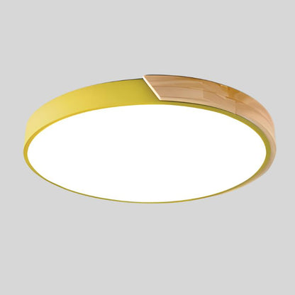 Nordic Wooden Macaroon Circular LED Ceiling Light