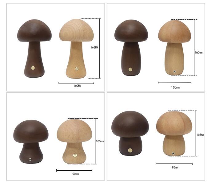 MushLight - Wooden Mushroom LED Night Light for Kids