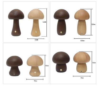 MushLight - Wooden Mushroom LED Night Light for Kids