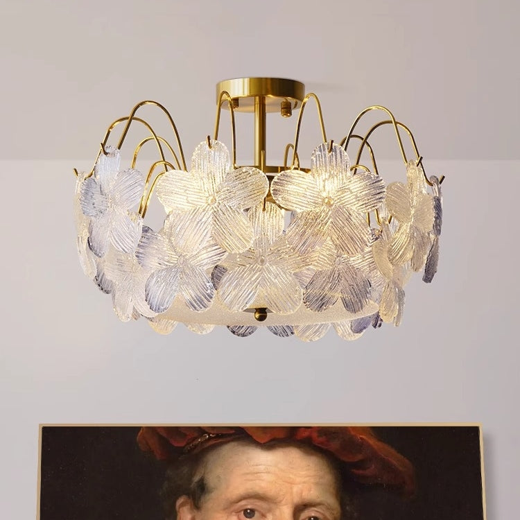 Vintage Flower Shape Stained Glass Chandelier Living Room