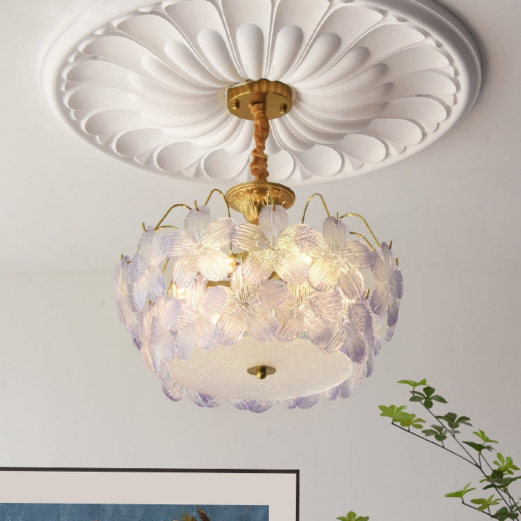 Vintage Flower Shape Stained Glass Chandelier Living Room