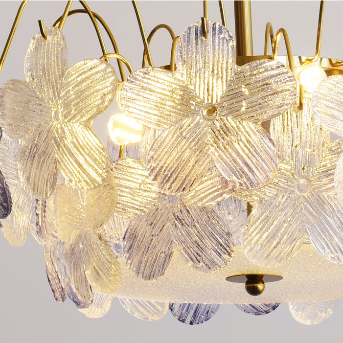 Vintage Flower Shape Stained Glass Chandelier Living Room