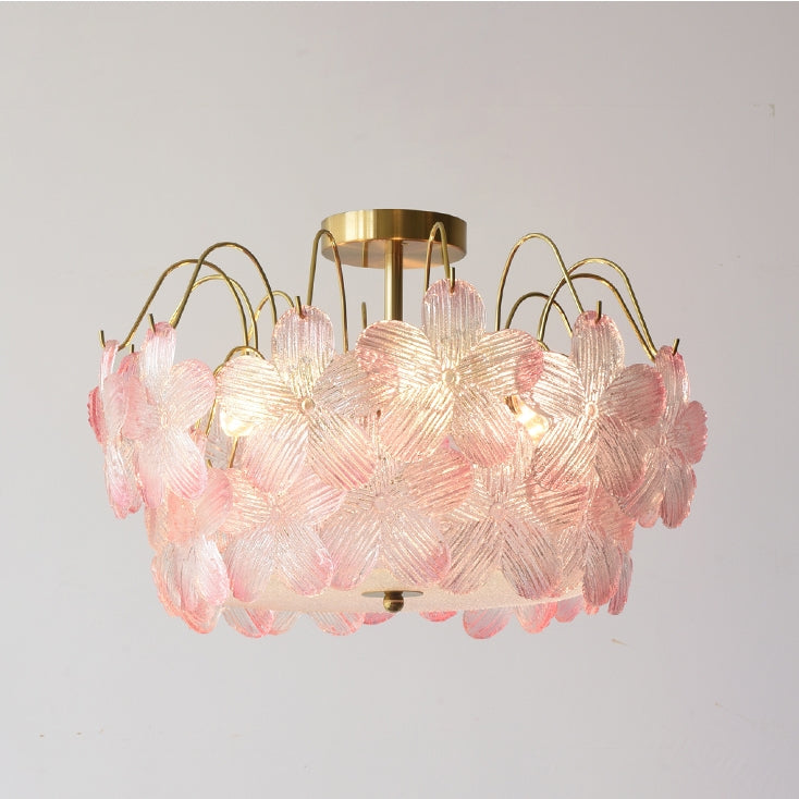 Vintage Flower Shape Stained Glass Chandelier Living Room