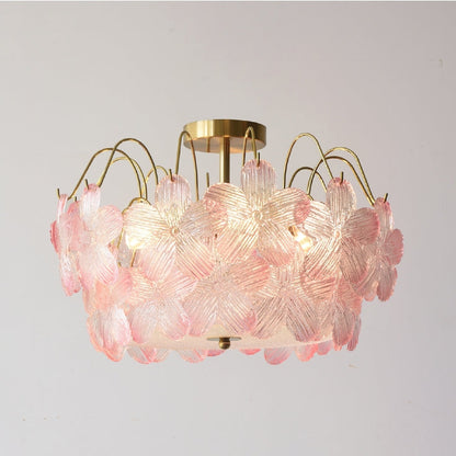 Vintage Flower Shape Stained Glass Chandelier Living Room