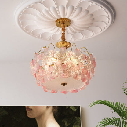Vintage Flower Shape Stained Glass Chandelier Living Room