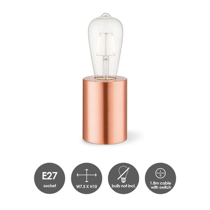 Home Sweet Home Industrial Table Lamp Copper Dimmable 7.5cm