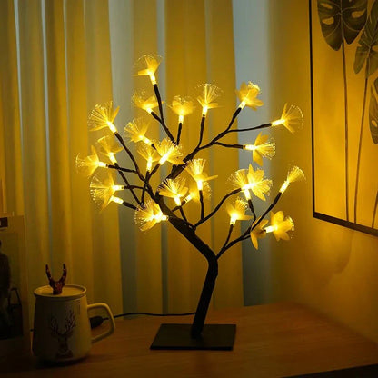 Frendorf White Birch Fiber Optic Flower Tree Light