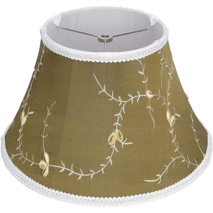 Medium Lamp Shade, Barrel Fabric Shade for Table and Floor Lamp, 7x13x7.8 Inch, Natural Linen, Handmade, Spider (White)