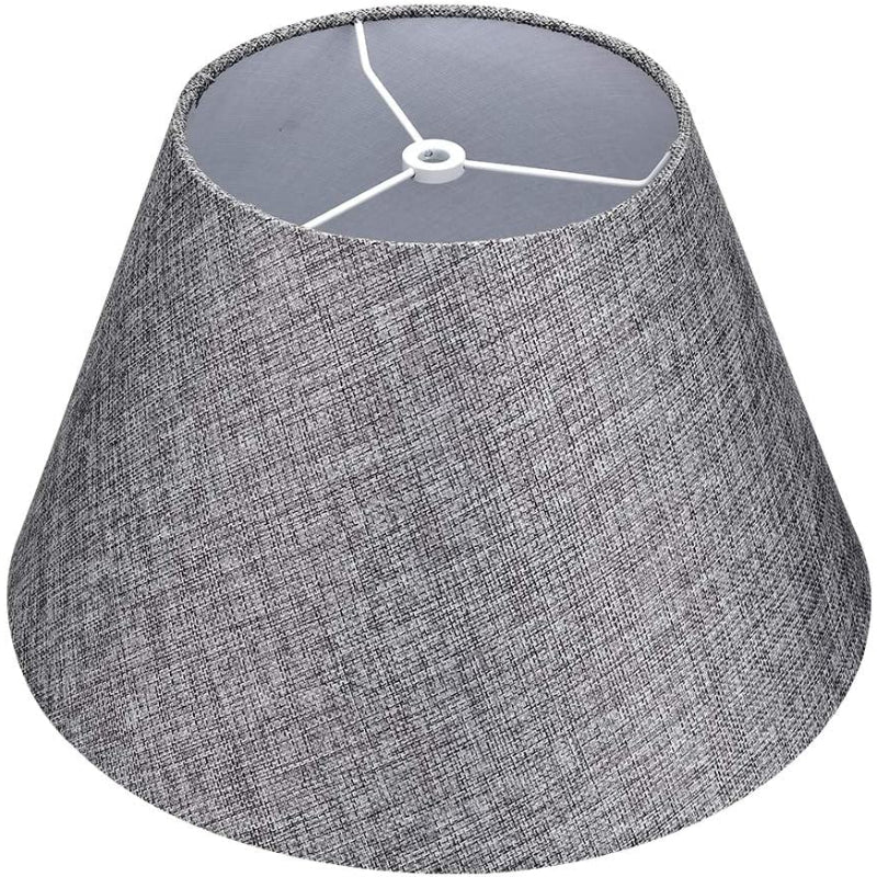 Medium Lamp Shade, Barrel Fabric Shade for Table and Floor Lamp, 7x13x7.8 Inch, Natural Linen, Handmade, Spider (White)
