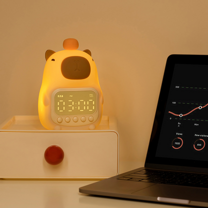 CapyGleam Capybara LED Night Light with Digital Alarm
