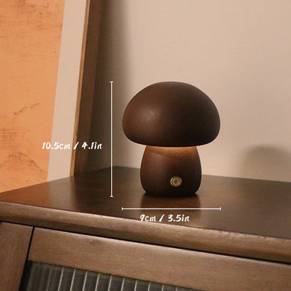 EcoGlow Rechargeable Wooden Mushroom Table Lamp