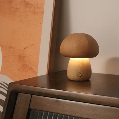 MushLight - Wooden Mushroom LED Night Light for Kids