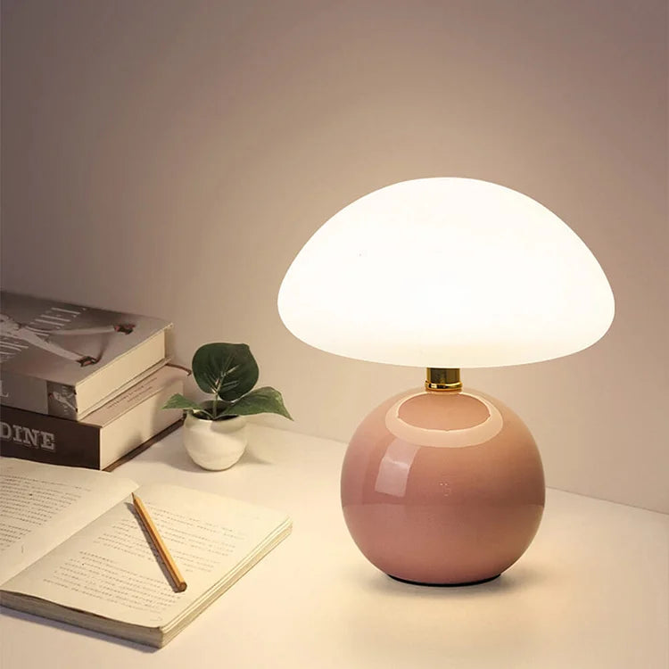 French Cream Mushroom Table Lamp - Adjustable LED Lighting