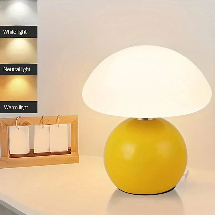 French Cream Mushroom Table Lamp - Adjustable LED Lighting