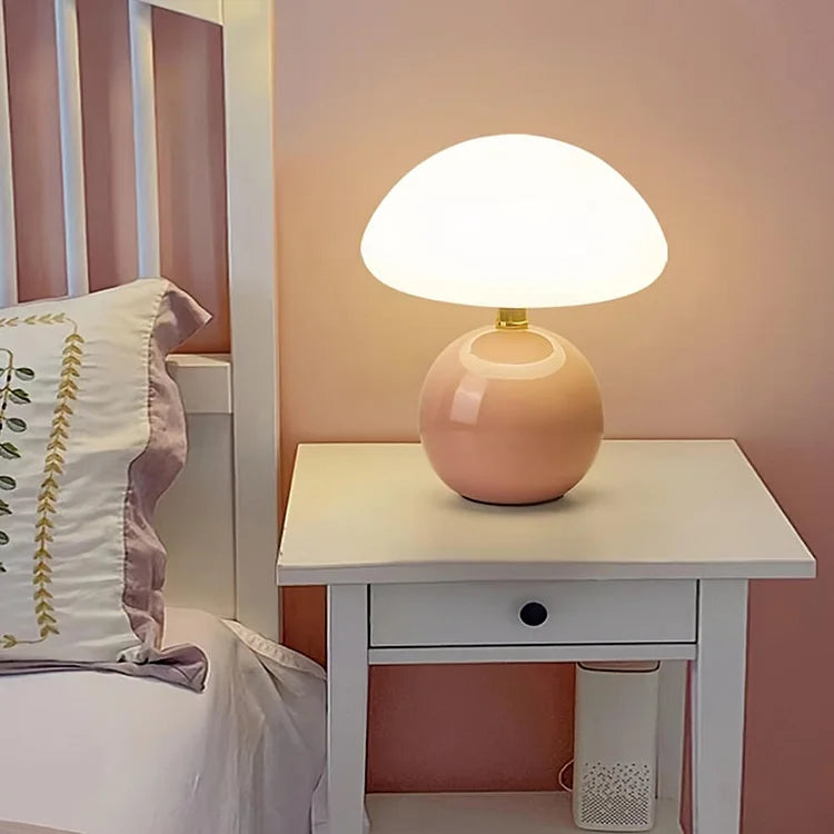 French Cream Mushroom Table Lamp - Adjustable LED Lighting