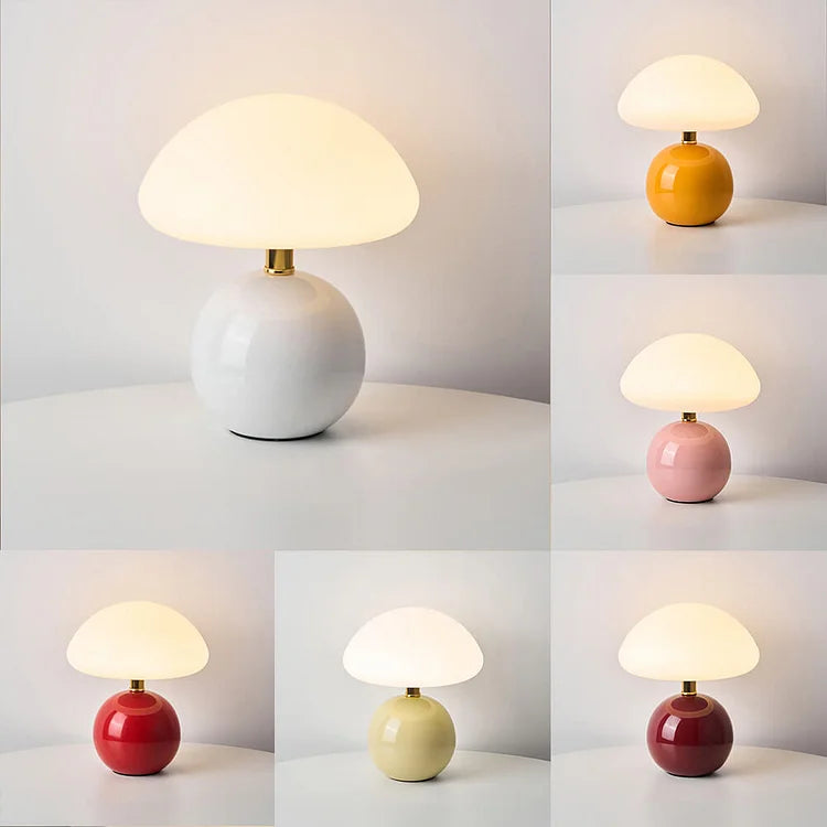 French Cream Mushroom Table Lamp - Adjustable LED Lighting