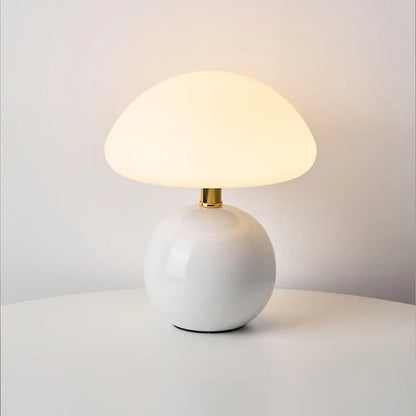 French Cream Mushroom Table Lamp - Adjustable LED Lighting